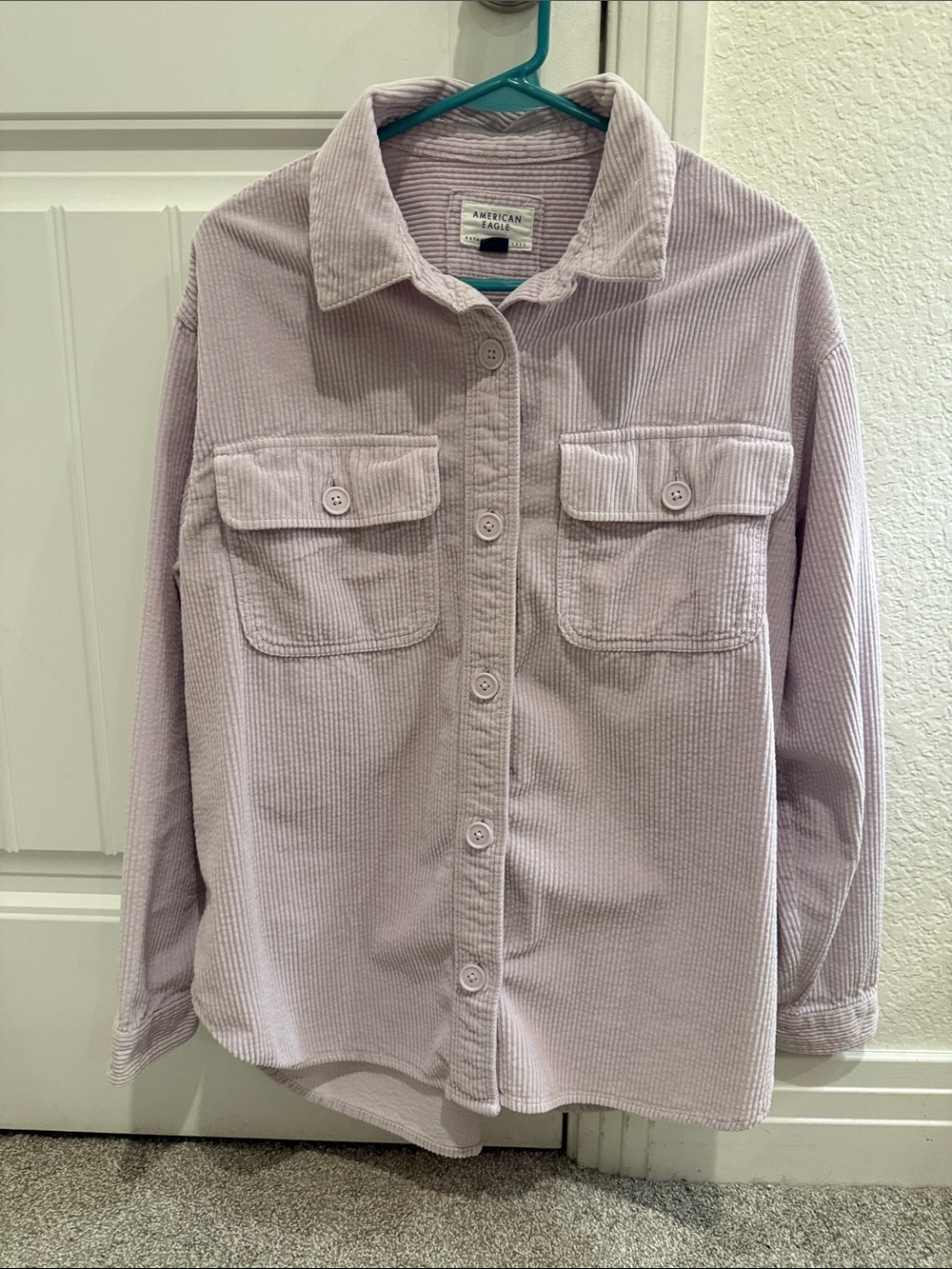 American Eagle Outfitters Women’s Corduroy Button-Down Shirt Jacket - Mauve